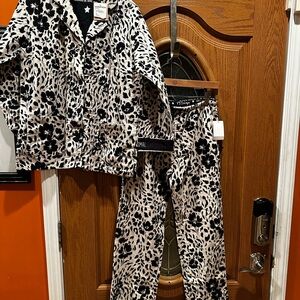 PJ Salvage Black and Cream Leopard Print Pajama Set